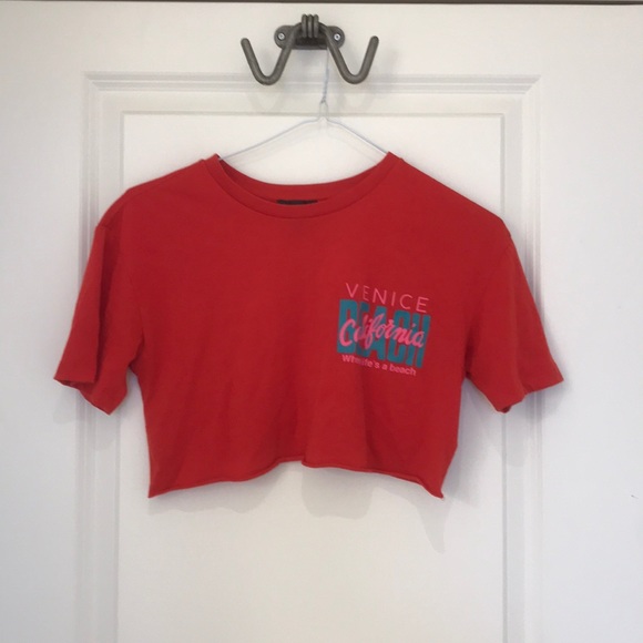 Topshop red cropped t-shirt size:2